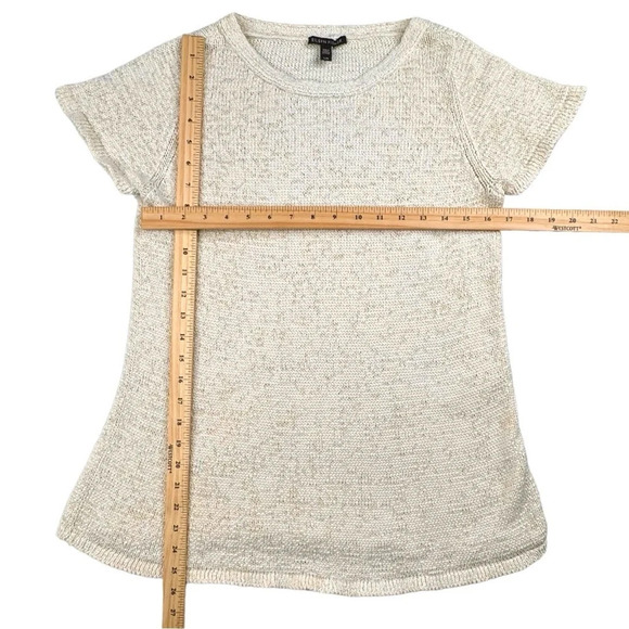 Eileen Fisher Ivory Organic Cotton and Nylon Ribbon Yarn Sweater Top. Large - Picture 9 of 11